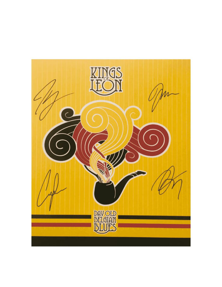 Disco vinyl firmado o autografiado por la banda Kings Of Leon álbum "Day Old Belgian Blues"