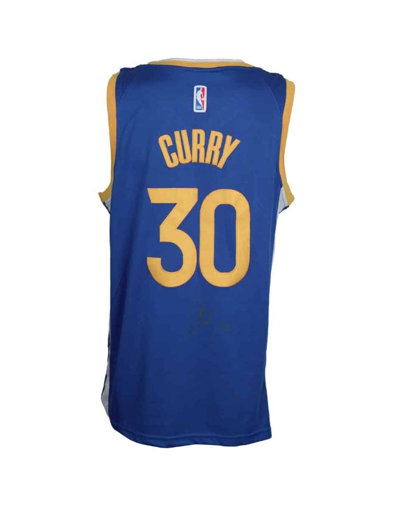 Stephen Curry Playera Firmada/Autografiada Golden State Warriors Azul